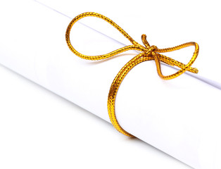 Bow knot on a scrolled paper