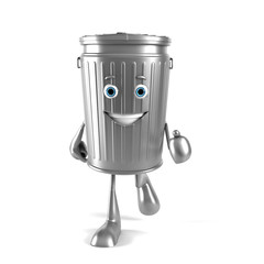 3d rendered illustration of a trash can character