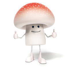 3d rendered illustration of a mushroom character