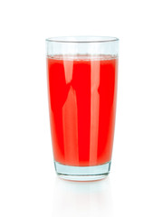 Full glass of grapefruit juice isolated on white background