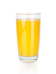 Full glass of orange juice isolated on white background