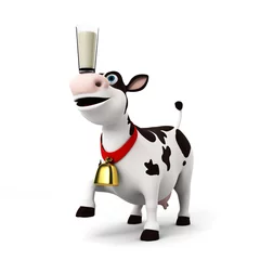 Papier Peint photo Lavable Ferme Rendu 3D illustration d& 39 une vache toon