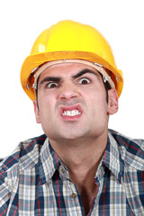 Scary construction worker