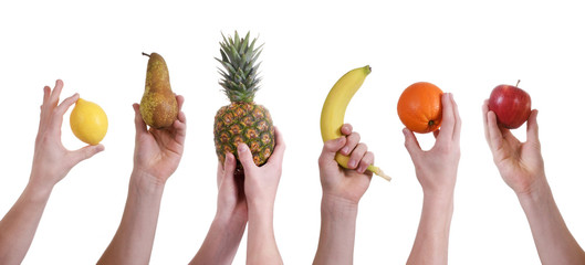 Hände halten Obst