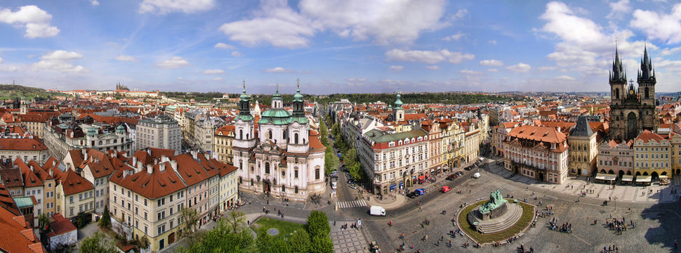 Old Town Square panorama from Astronomical Clock