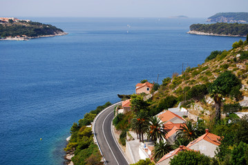 Adriatic seacoast from above view in summer