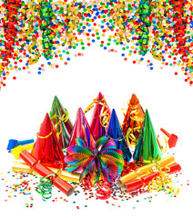 Obraz premium colorful carnival party decoration with streamer and confetti