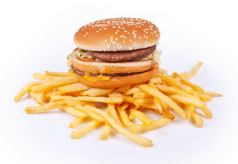 Hamburger and french fries