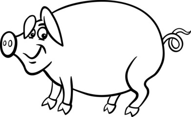 farm pig cartoon for coloring book
