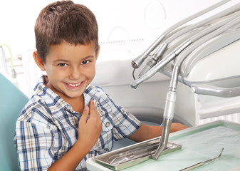 little boy in the dentist's office