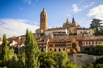 Segovia cathedral and wall, Castilla y Leon, Spain