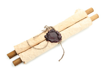 Old scroll isolated on white