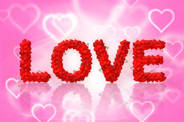 Love text made of heart shape