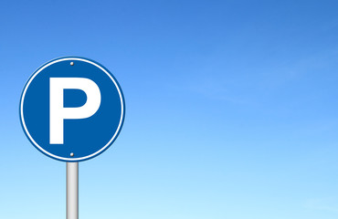 parking sign with a blue sky