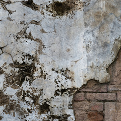 cracked concrete old brick wall