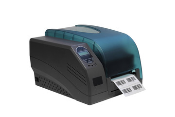 Barcode label printer isolated over white background