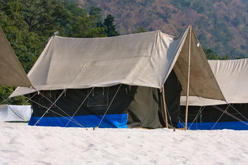 Camp at Ganges river . Uttarakhand, India.
