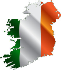 Ireland map with flag