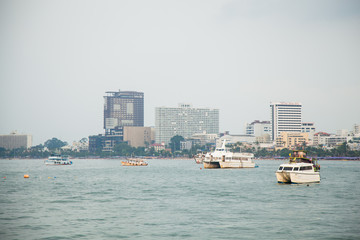 Fototapeta premium Small boat moored at sea.