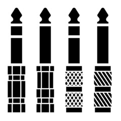 vector audio jack connector black symbols
