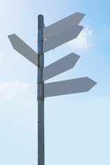 metal pointer on the blue sky