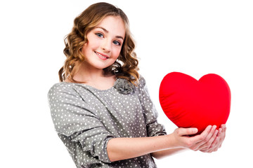 beautiful girl with a teddy heart