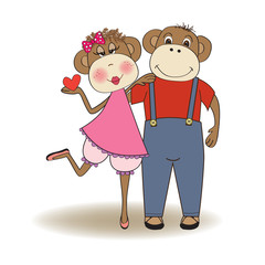 monkeys couple in love