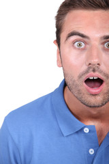 Shocked man with mouth open