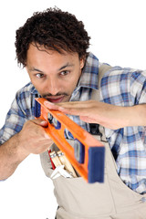 Man holding spirit-level