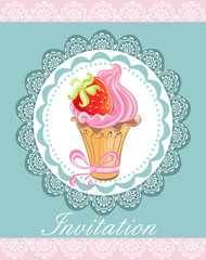 Vintage card with cupcake