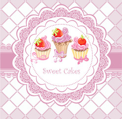 Vintage card with cupcakes