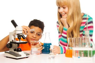 Kids in the school lab