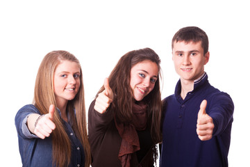 Teenage Students with Thumbs Up