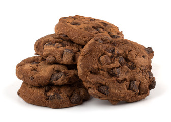 Chocolate chips cookies isolated on white