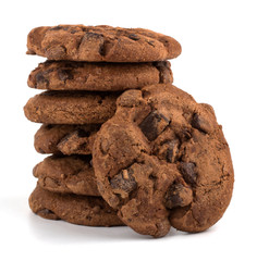 Chocolate chips cookies isolated on white