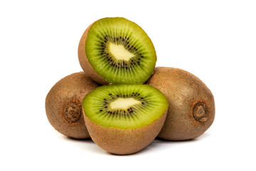 Kiwi cut in half isolated on white