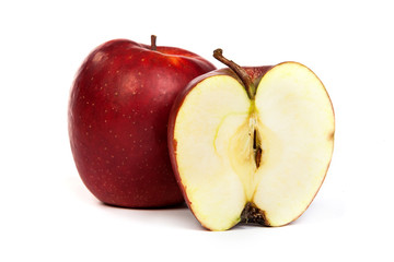 Cross section of red apple, showing pips, and core