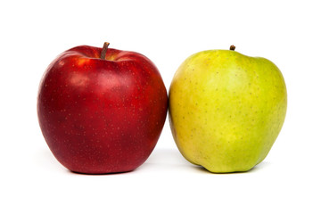 A shiny red and green apples isolated on white