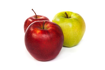 A shiny red and green apples isolated on white