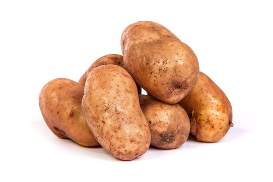 Group of potatoes isolated on white