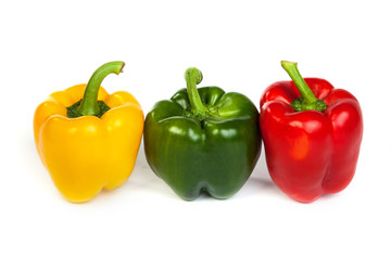 Group of seet bell peppers isolated on white