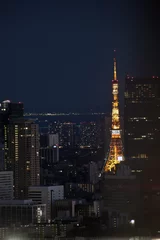 Deurstickers tokyo tower, lights at night © nw7.eu