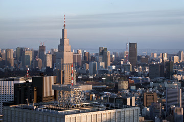 tokyo aerial view at sunset