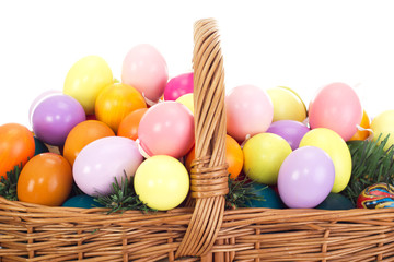 Fototapeta na wymiar Easter eggs in a basket