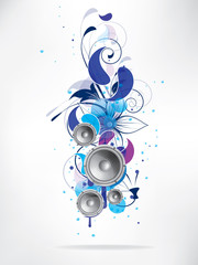 Fototapeta premium abstract music background with floral elements and swirls