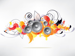 abstract music background with floral elements and swirls