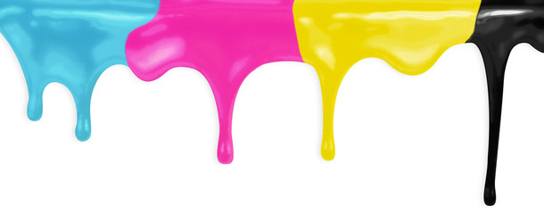 CMYK cyan magenta yellow black paints isolated with clipping pat