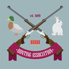 Illustration of Hunting Association logo with rifles