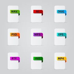 Set of file extension detailed icons