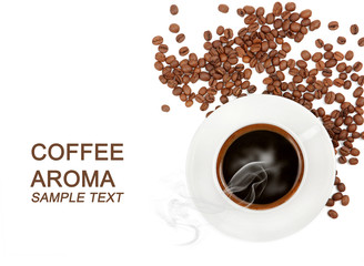 coffee cup and beans